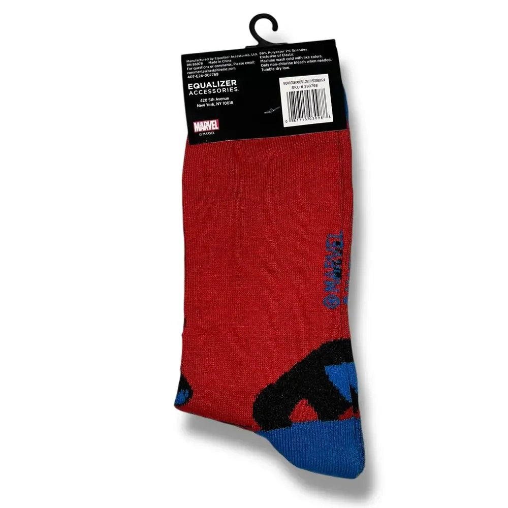 Unisex Marvel Spider Man Novelty Crew Socks Blue Red Mens Shoe 6 to 12